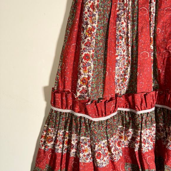 VINTAGE YVES SAINT LAURENT rive gauche cottagecore patchwork peasant skirt 38 - Picture 5 of 5